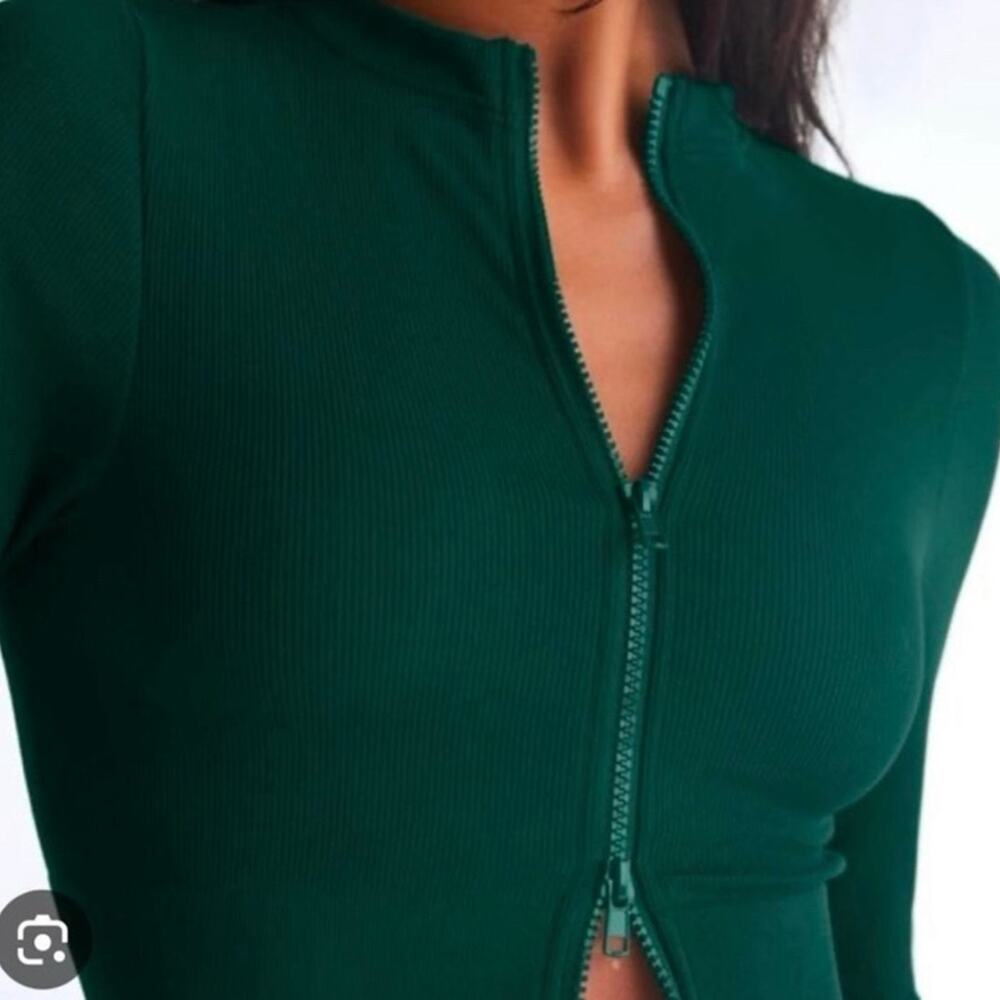 SET ACTIVE Cropped Ribbed Zip Up Jacket - Picture 5 of 5